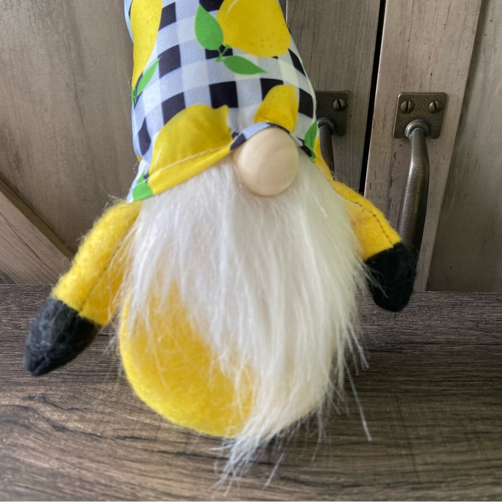Gnome Plush Decor Spring Lemons Gingham Yellow Green Set of 3 Summer - Picture 7 of 7
